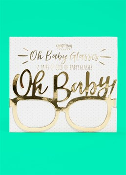 <p><span>Add a splash of fun and humour to your baby shower celebrations and make sure everyone&rsquo;s matching with these fabulously fun, gold-foiled paper glasses. Ideal as photo booth props to help remember your special day, this cute spectacle design says &lsquo;Oh Baby!&rsquo; in a stylish, gold script and will have every party guest looking picture perfect!</span><span> </span></p><p><span data-contrast="none">Each pack contains 8 x fun baby shower glasses. Dimensions: 10cm high, 16.5cm wide.</span><span> </span></p>